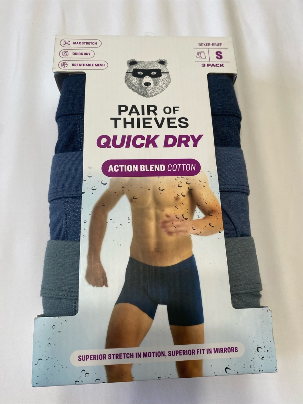 Pair of Thieves Quick Dry Men's Boxer Briefs - Navy & Gray (3-Pack)